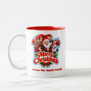 Tasse 2 Couleurs Joyeux Père Noël Parachute Avion Joyeux Noël