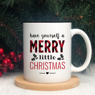 Tasse 2 Couleurs Joyeux petit Noël moderne Buffalo rouge Plaid