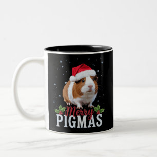 Tasse 2 Couleurs Joyeux Pigmas Drôle de Cochon d'Inde Noël Santa No