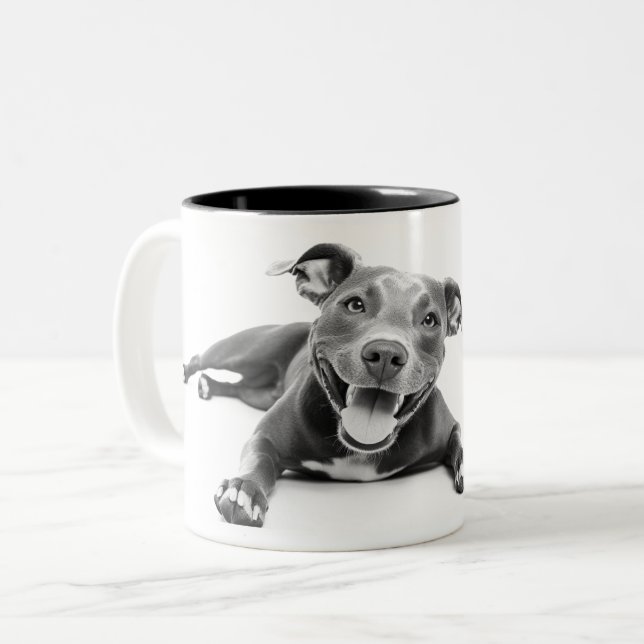 Tasse 2 Couleurs Joyeux Pitbull dog (Devant gauche)