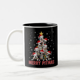 Tasse 2 Couleurs Joyeux Pitmas Pitbull Arbre Chien Noël Sale