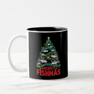 Tasse 2 Couleurs Joyeux Poissons de Noël Lumières Poissons Pêche