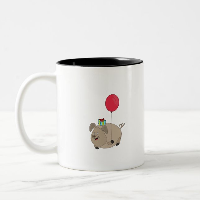 Tasse 2 Couleurs Joyeux porc d'anniversaire (Gauche)