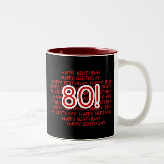 Tasse 2 Couleurs Joyeux quatre-vingtième anniversaire (Droit)
