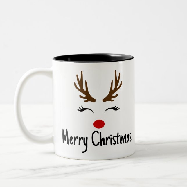 Tasse 2 Couleurs Joyeux rennes de Noël (Gauche)