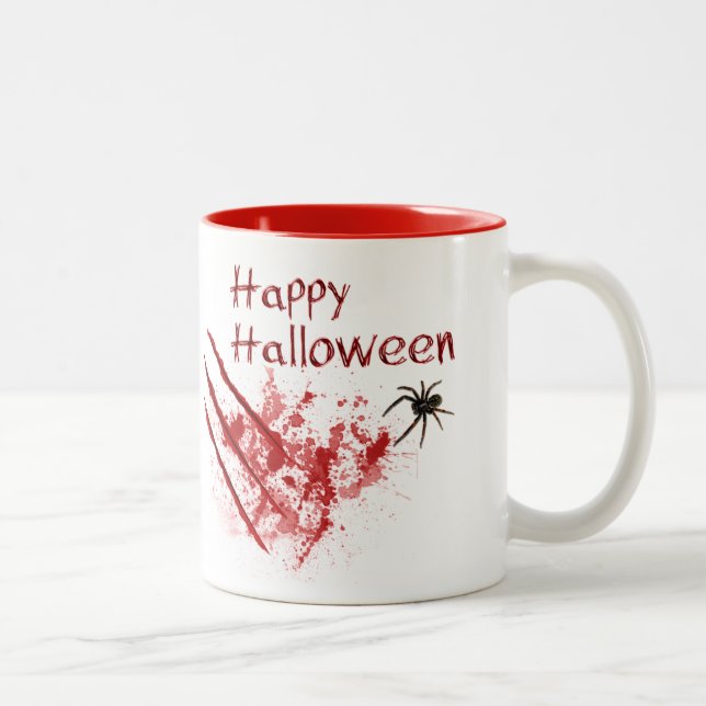 Tasse 2 Couleurs Joyeux Scratches Sanglantes Halloween (Droit)