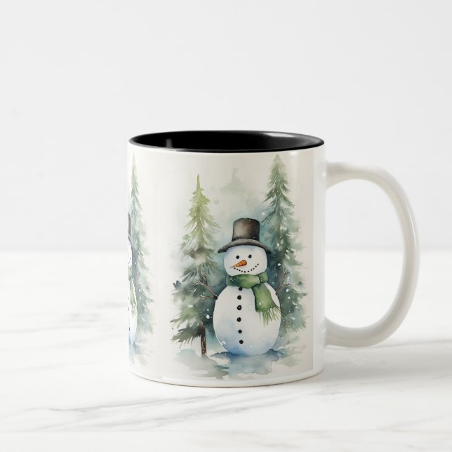 Tasse 2 Couleurs Joyeux Snowman (Droit)