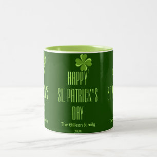 Tasse 2 Couleurs Joyeux St. patrick jour photo de famille Shamrock