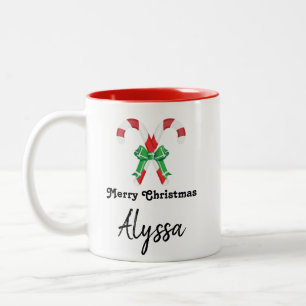 Tasse 2 Couleurs Joyeux Sucre de canne de Noël personnalisé