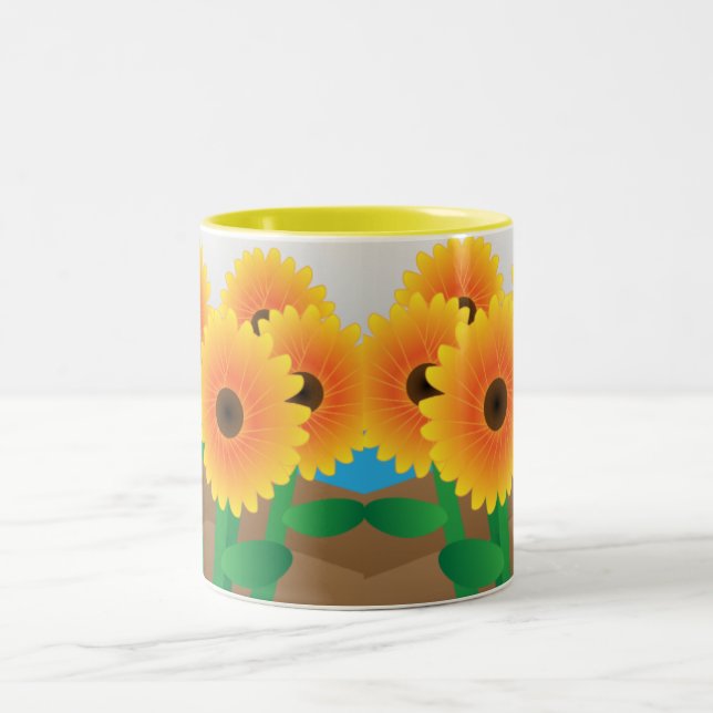 Tasse 2 Couleurs Joyeux tournesols jaunes (Centre)