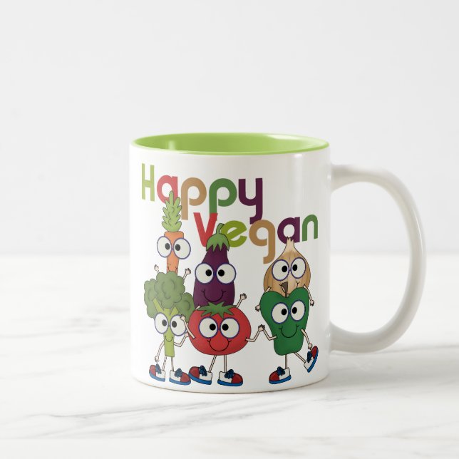 Tasse 2 Couleurs Joyeux Vegan (Droit)