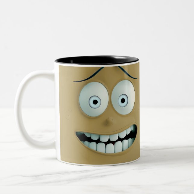Tasse 2 Couleurs Joyeux visage drôle (Gauche)