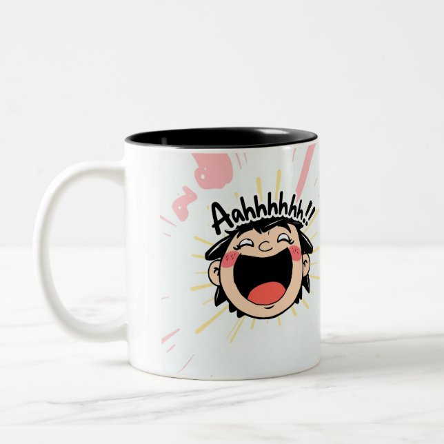 Tasse 2 Couleurs Joyful Scream - Fun Dessin Expression (Gauche)