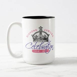 Tasse 2 Couleurs Jubilé de diamant britannique - souvenir royal