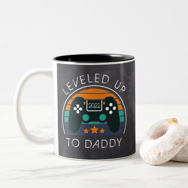 Tasse 2 Couleurs Jusqu'À Papa Premier Gamer De Fête des pères (Avec donut)