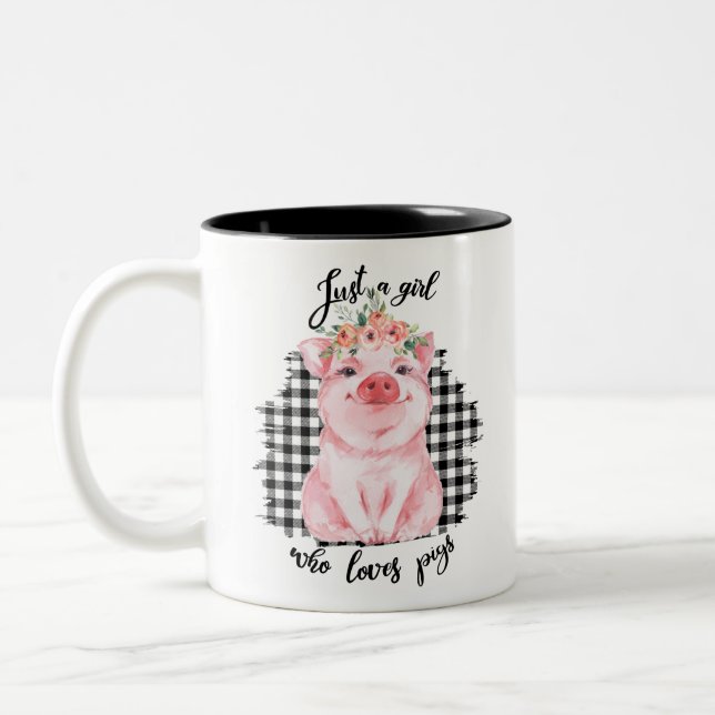 Tasse 2 Couleurs Just a Girl who loves pigs (Gauche)