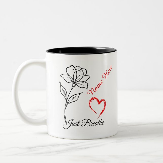Tasse 2 Couleurs Just Breathe Personnalisé  (Gauche)