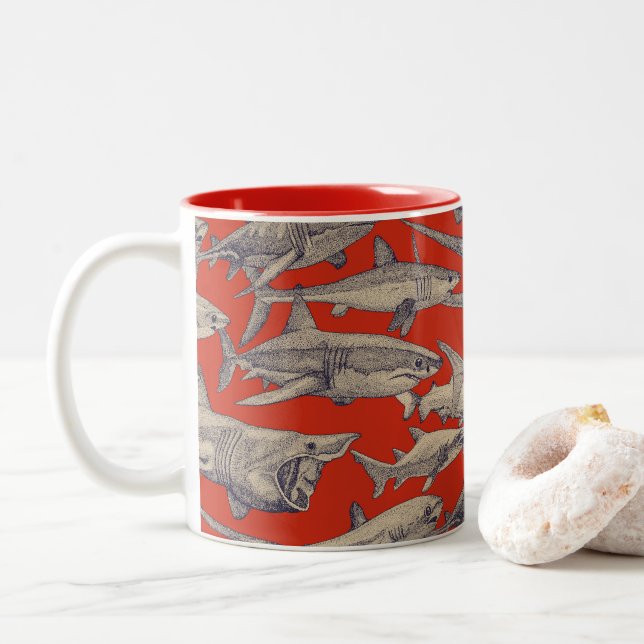 Tasse 2 Couleurs just sharks retro (Avec donut)