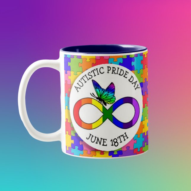 Tasse 2 Couleurs Juste 18ème est Autistic Pride Day (Créateur téléchargé)