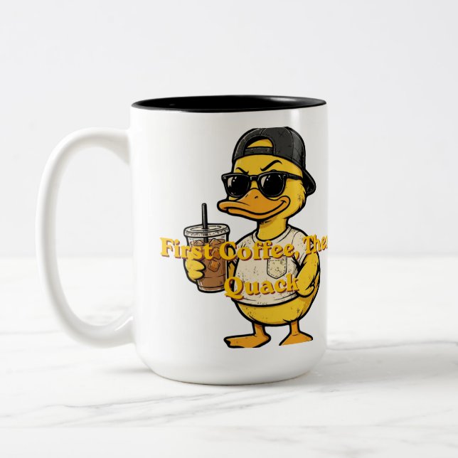 Tasse 2 Couleurs Juste Garder CanCanard Mignon avec du Café (Gauche)