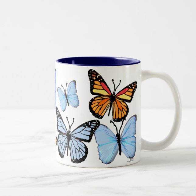 Tasse 2 Couleurs Juste papillons (Droit)
