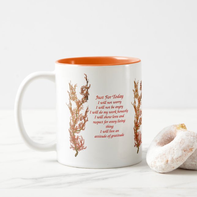 Tasse 2 Couleurs Juste Pour Aujourd'Hui Inspiration Reiki (Avec donut)