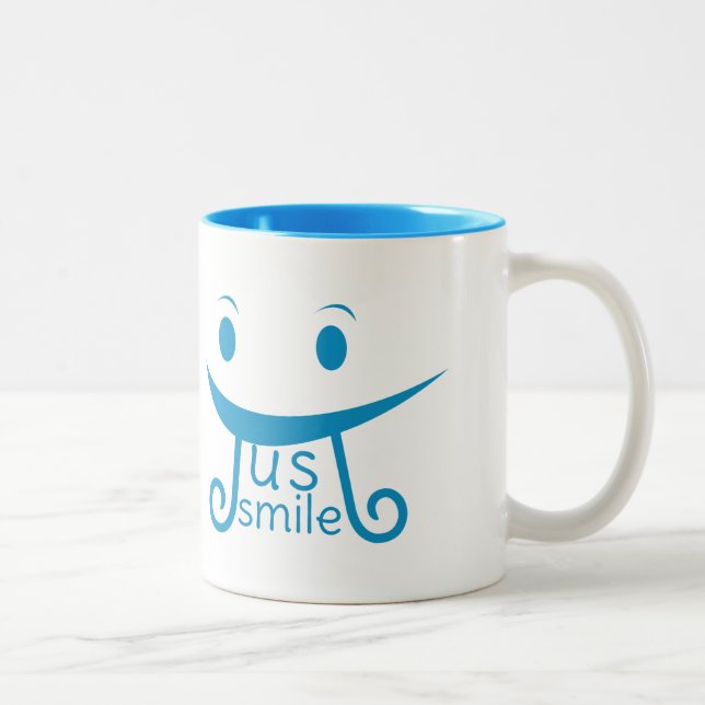 Tasse 2 Couleurs Juste sourire drôle de typographie (Droit)