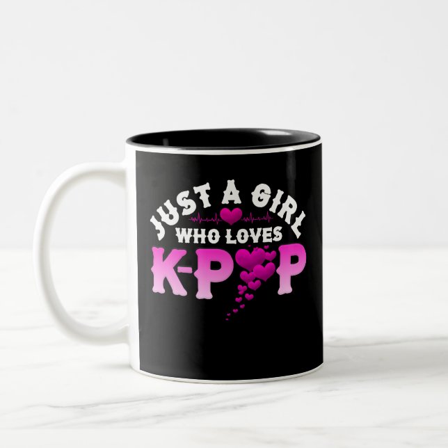 Tasse 2 Couleurs Juste une fille qui aime K-Pop Doigt Coeur KPop (Gauche)