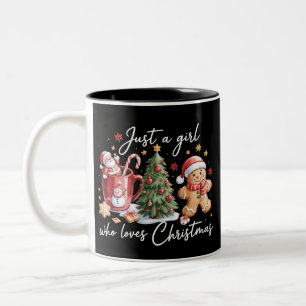 Tasse 2 Couleurs Juste une fille qui aime le nœud coquette de Noël