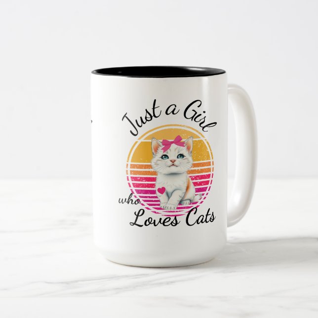 Tasse 2 Couleurs Juste une fille qui aime les chats (Devant droit)