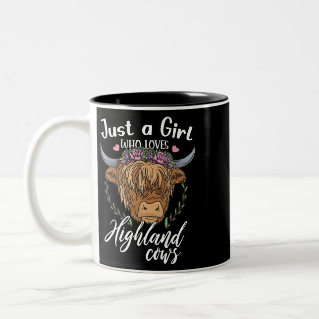 Tasse 2 Couleurs Juste Une Fille Qui Aime Les Vaches Highland Scott (Gauche)