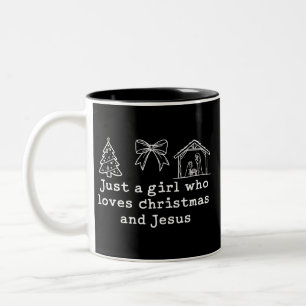 Tasse 2 Couleurs Juste une fille qui aime Noël et Jésus Nativité