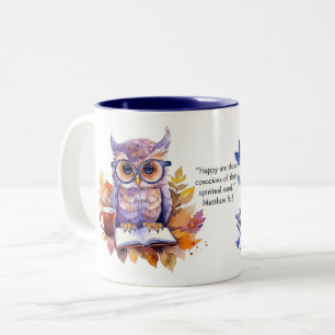 Tasse 2 Couleurs JW 2026 Année Texte Matthieu 5:3 Smart Owl Coffee 