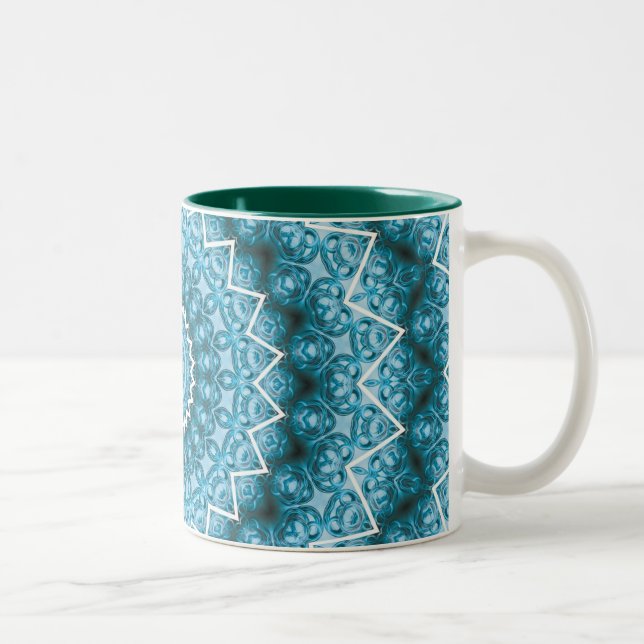 Tasse 2 Couleurs Kaleidoscope / Mandala bleu clair (Droit)