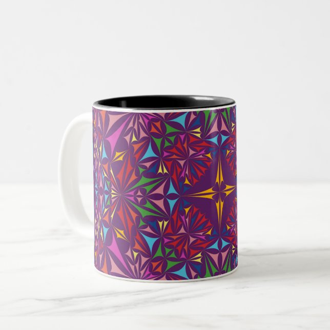 Tasse 2 Couleurs Kaleidoscope Violet Motif Orné (Devant gauche)