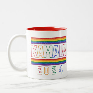 Tasse 2 Couleurs Kamala Harris 2024 Rainbow LGBTQ Retro