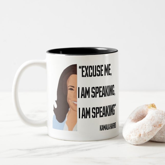 Tasse 2 Couleurs Kamala Harris Je parle (Avec donut)