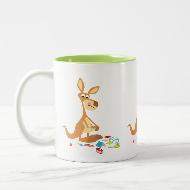 Tasse 2 Couleurs Kangourou fouillant mignon de bande dessinée (Gauche)