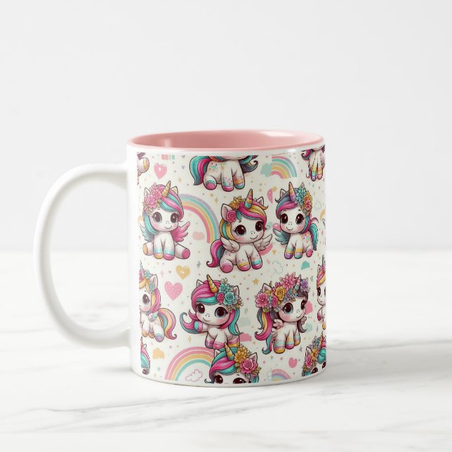 Tasse 2 Couleurs Kawaii bébé licorne ai art (Gauche)