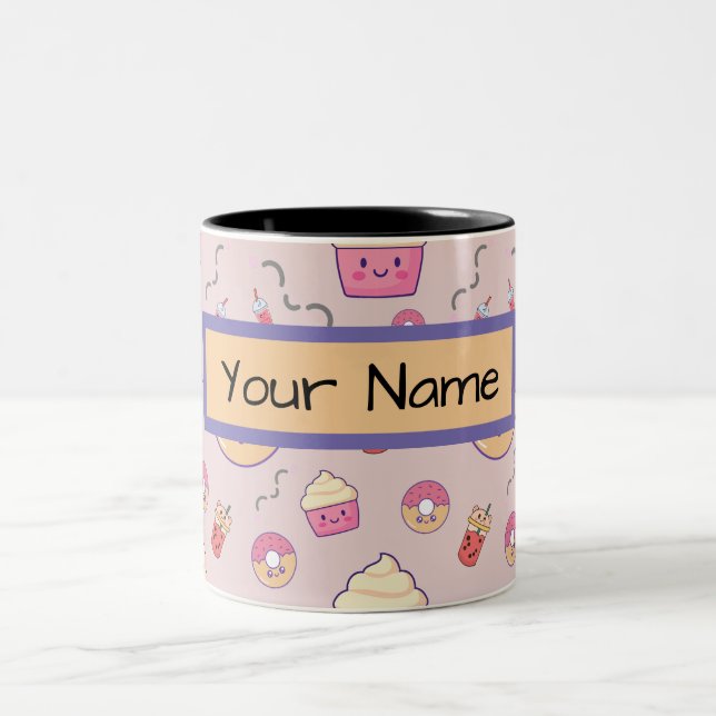Tasse 2 Couleurs Kawaii Cute Cadeau personnalisé Anniversaire perso (Centre)