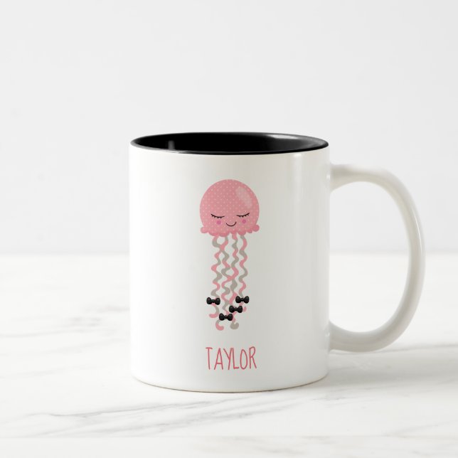 Tasse 2 Couleurs Kawaii méduse rose (Droit)