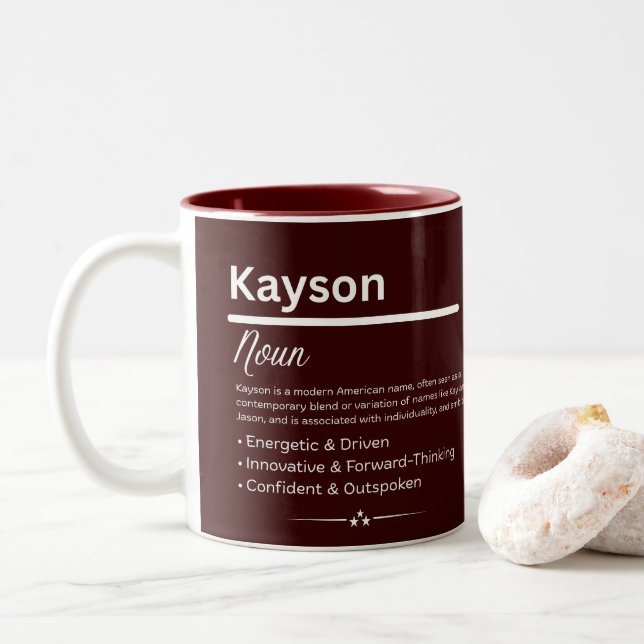 Tasse 2 Couleurs Kayson Nom Personnalisé (Avec donut)