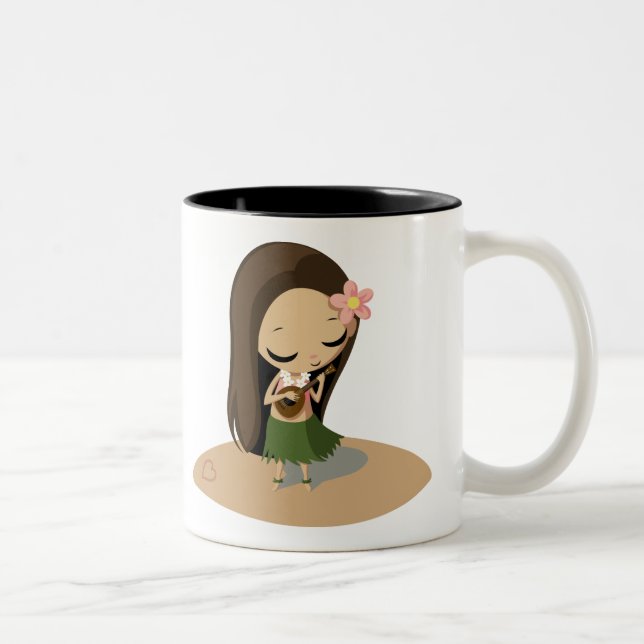 Tasse 2 Couleurs Keilana la fille de danse polynésienne (Droit)