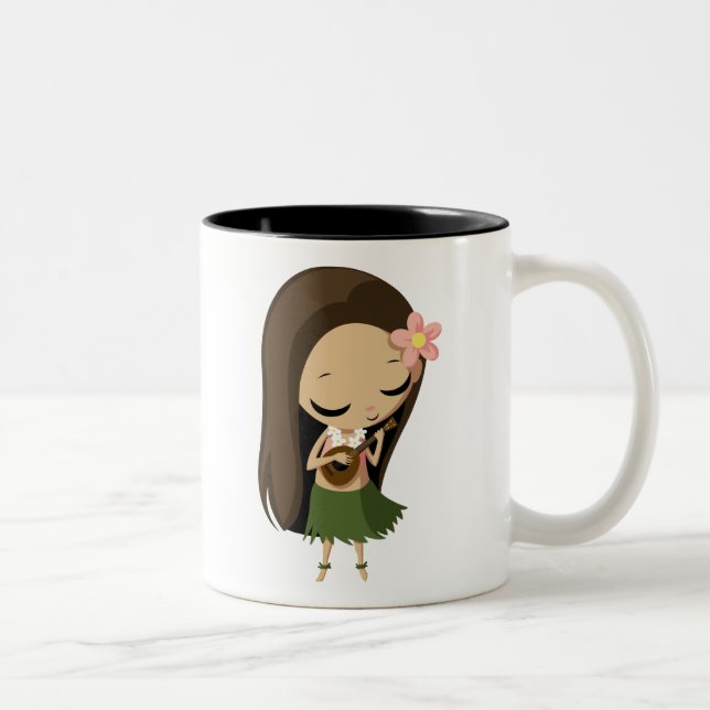 Tasse 2 Couleurs Keilana la fille de danse polynésienne (Droit)