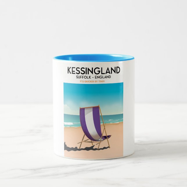 Tasse 2 Couleurs Kessingland, Suffolk Angleterre affiche de voyage  (Centre)