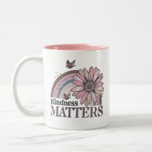 Tasse 2 Couleurs Kindness Matters Retro Butterfly Boho Rainbow