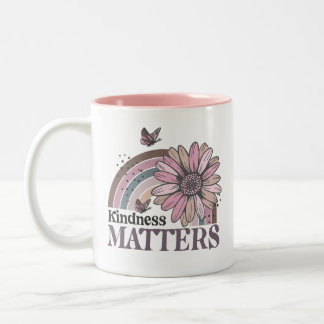 Tasse 2 Couleurs Kindness Matters Retro Butterfly Boho Rainbow