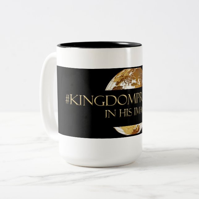 Tasse 2 Couleurs #KINGDOMPRENEUR- DANS SON noir du TM d'IMAGE (Devant gauche)
