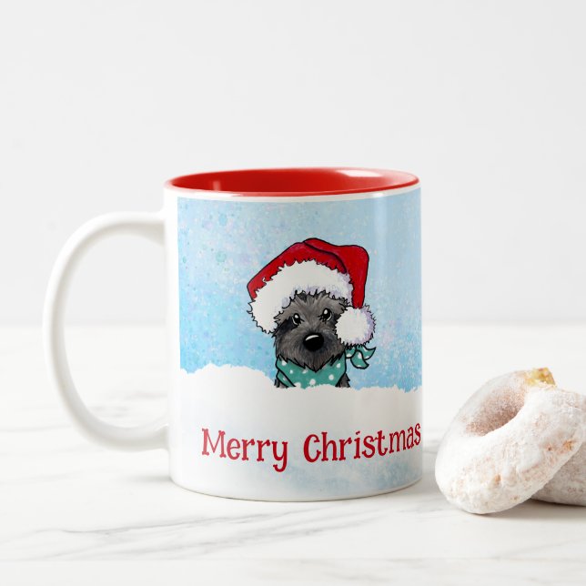 Tasse 2 Couleurs KiniArt Cairn Terrier Noël (Avec donut)