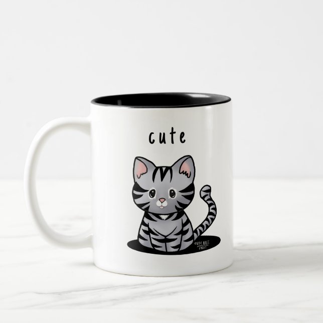 Tasse 2 Couleurs KiniArt Grey Tabby Kitten (Gauche)